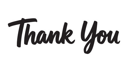 Fototapeta premium Black hand-drawn thank you script isolated on white background