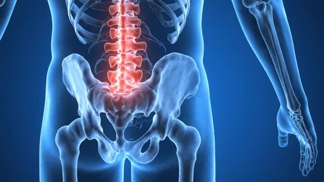 3d medical illustration of lower back pain and lumbar spine inflammation