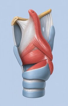Human larynx anatomy with vocal muscles cartilage ligaments and trachea