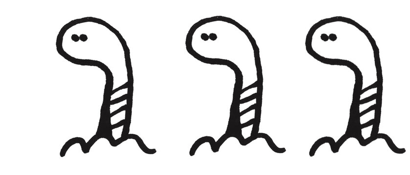 Cute Cartoon Worm Outline Brush Set for Kids, Simple Striped Earthworm Line Art Collection with Wavy Ground

