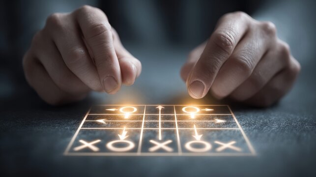 Interactive tic tac toe game concept illustration