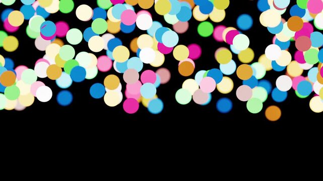 Bright celebration dots create a border over dark empty area