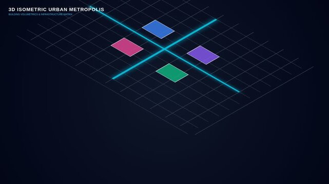 Isometric City Grid Map Animation | 3D Urban Layout Motion Graphic