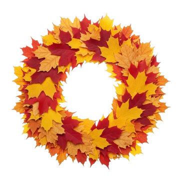 Autumn maple leaf wreath with colorful fall foliage