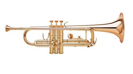 Shiny brass trumpet with three valves, isolated on transparent background © Adrian