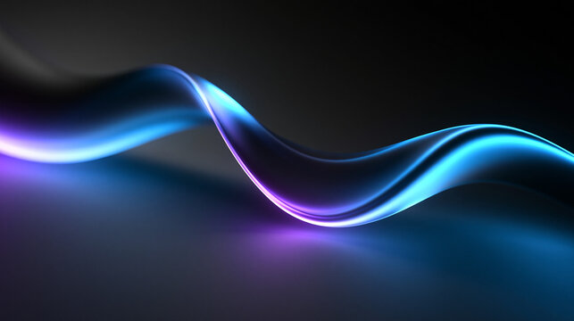 Abstract Futuristic Wave with Blue and Purple Neon Light