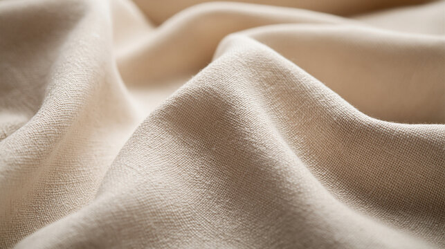 Beige Linen Fabric Texture with Elegant Soft Folds