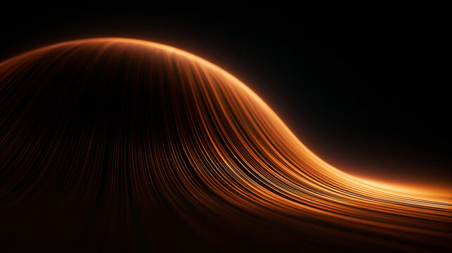 Abstract Glowing Golden Digital Lines and Data Wave Background