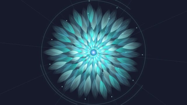 A vibrant and intricate fractal design displaying symmetrical patterns and glowing turquoise hues that create a captivating visual effect perfect for digital art, backgrounds, or creative
