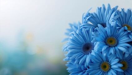 Blue Daisies Clustered in Soft Focus with Pastel Background © AbstractAI