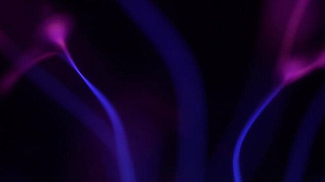 Close-up of electrical discharge rays from a plasma ball. Plasma ball rays in a purple hue.