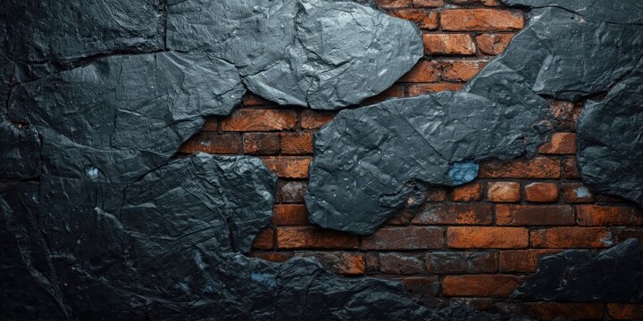 Textured Slate and Brick Wall Background with Dark Colors
