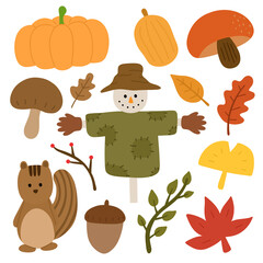 Obraz premium 가을 농사 손그림 드로잉 세트(fall autumn farming hand drawing set)