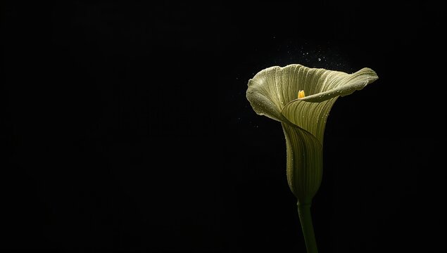 Elegant Calla Lily Flower in Soft Light Against Dark Background