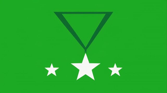 Award Medal with Stars Growing in Bright Green Background Simple Animation