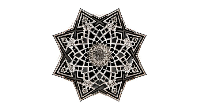 Intricate islamic geometric star pattern with detailed islamic architecture mathematical decoration expression arabesque symmetry mandala with texture