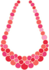Naklejka premium Pink bubble necklace illustration. Abstract jewelry design with circular red shapes.