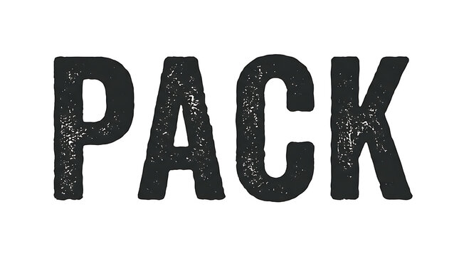 Grunge textured PACK word typographic vector design