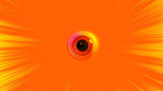 An animated rolling eye set against a vivid orange backdrop, featuring streaking motion effects, designed as a continuous loop graphic for use in introductions, transitions, and motion design.
