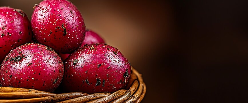 Fresh red potatoes in a basket