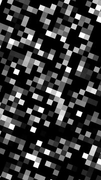 digital noise pattern in blurred monochrome mosaic, Dynamic Pixelated Privacy Shield with Shifting Monochrome Geometric Blocks and Mosaic Pulsing Squares Loop 4k video