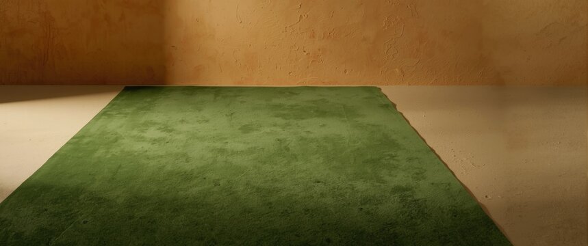 Green Rug on a Light Floor in a Warm Minimalist Room