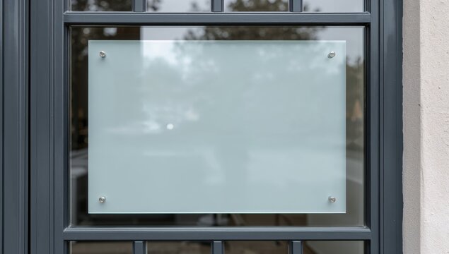 Frosted Glass Panel Mounted on a Door with Decorative Hardware