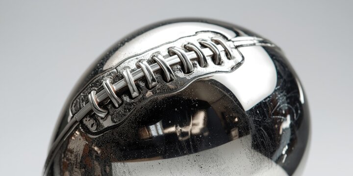 Shiny Metallic Football Closeup on a Neutral Background