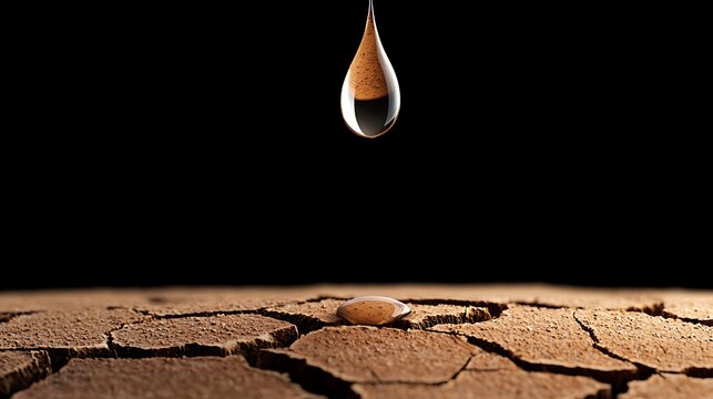Droplet on cracked earth