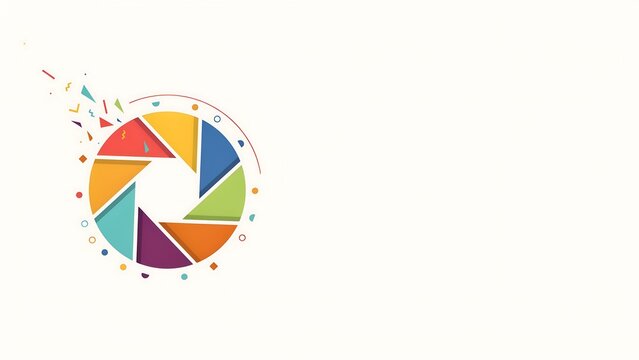 Colorful camera shutter icon for world photography day aesthetic background with copy space for text and copy space