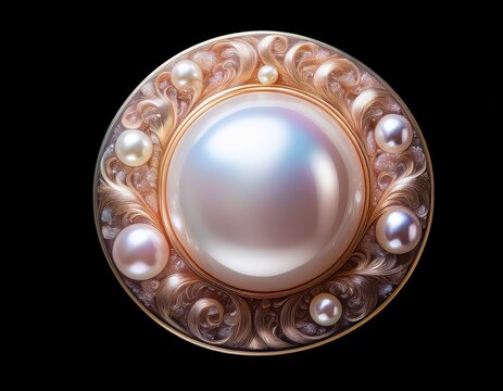 round pearl gem stone with shine and sparkle effect cutout