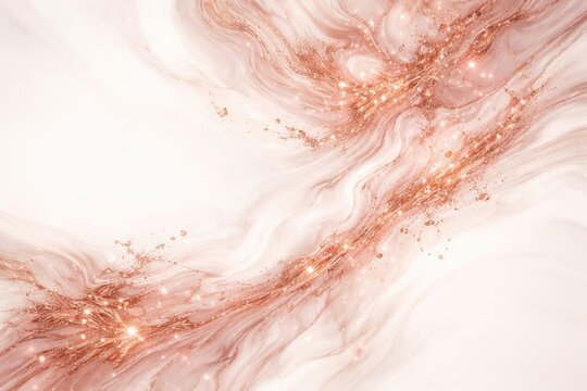 Abstract Marble Background with Rose Gold Accents and Soft Flowing Lines