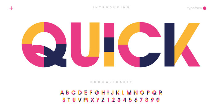 Quick Colorful modern minimal abstract alphabet fonts. vector illustration