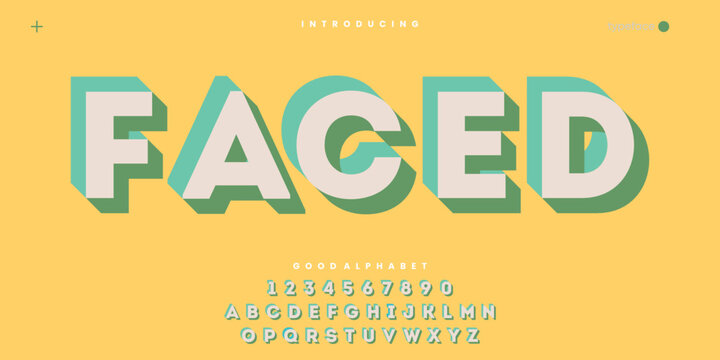 Faced Colorful modern minimal abstract alphabet fonts. vector illustration