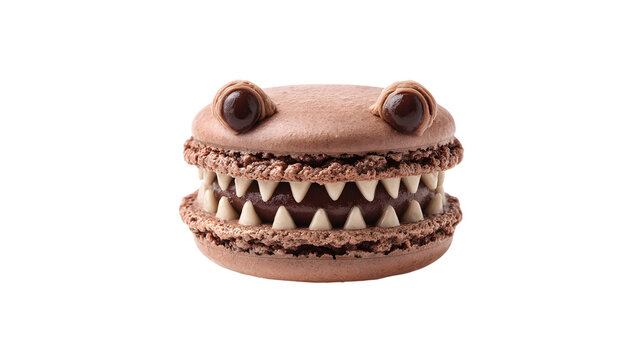Chocolate monster macarons spooky cookie