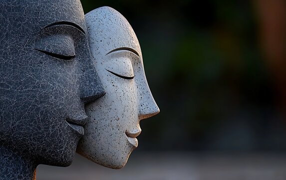 Two faces, side profile, peaceful