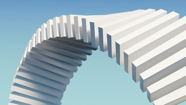 3D abstract white twisted block wave arch. Perfect for modern architecture concepts, futuristic design, business banners, tech presentations, corporate website backgrounds, and dynamic branding