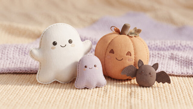 cute halloween fabric ghost and pumpkin toys