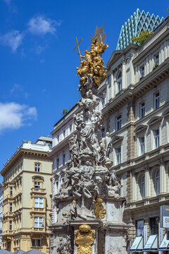 The Column of Pest, also referred to as the Plague Column or Trinity Column, on Graben Street, Vienna, Austria