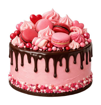 PNG Pink cake with chocolate drip.