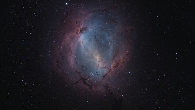 Colorful Nebula in Deep Space with Bright Stars and Cosmic Dust