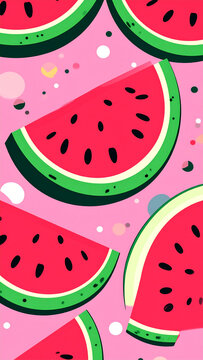 Watermelon pattern illustration on a pink background