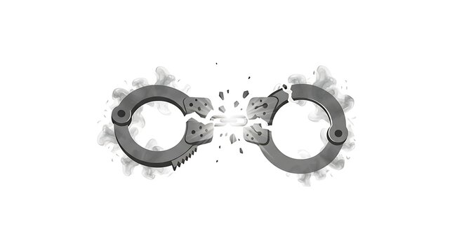 Say no to drugs concept with broken handcuffs for freedom