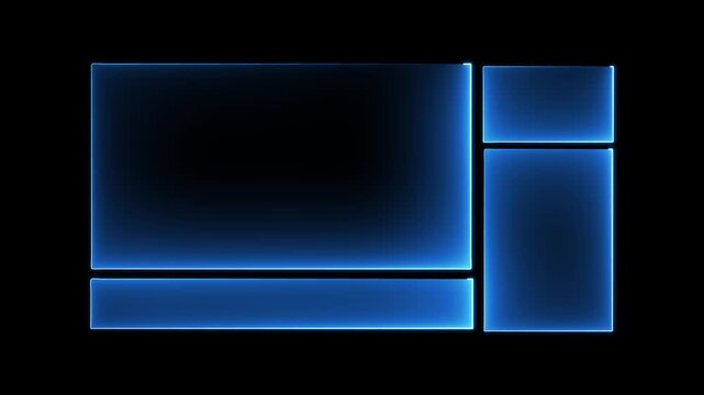 Set of user interface frames with thin blue lines moving along borders and empty inside. All movements are seamless looped