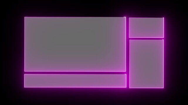 Set of user interface frames with thin blue lines moving along borders and empty inside. All movements are seamless looped