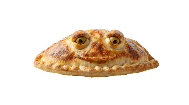 Funny pie shaped like frog face