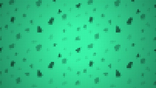 Abstract green digital pixel art background with square pattern and glowing light effect in the center