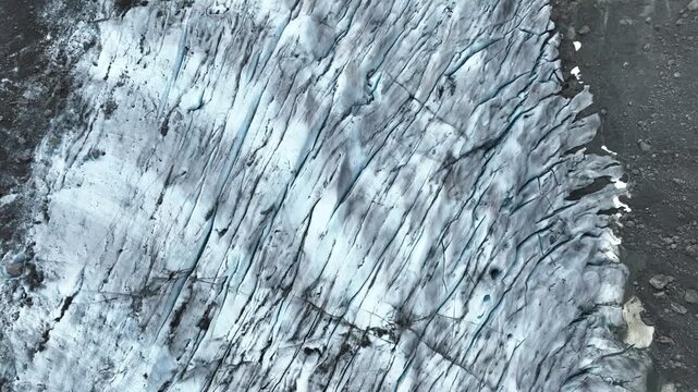 Aerial view of Austerdalsbreen glacier tongue, part of Jostedalsbreen in Norway