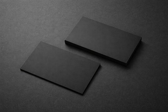 Minimalist Black Business Cards on Dark Surface with Soft Lighting