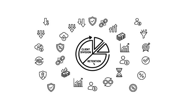 SaaS Customer Retention and Churn Rate Icons Line Vector Pack